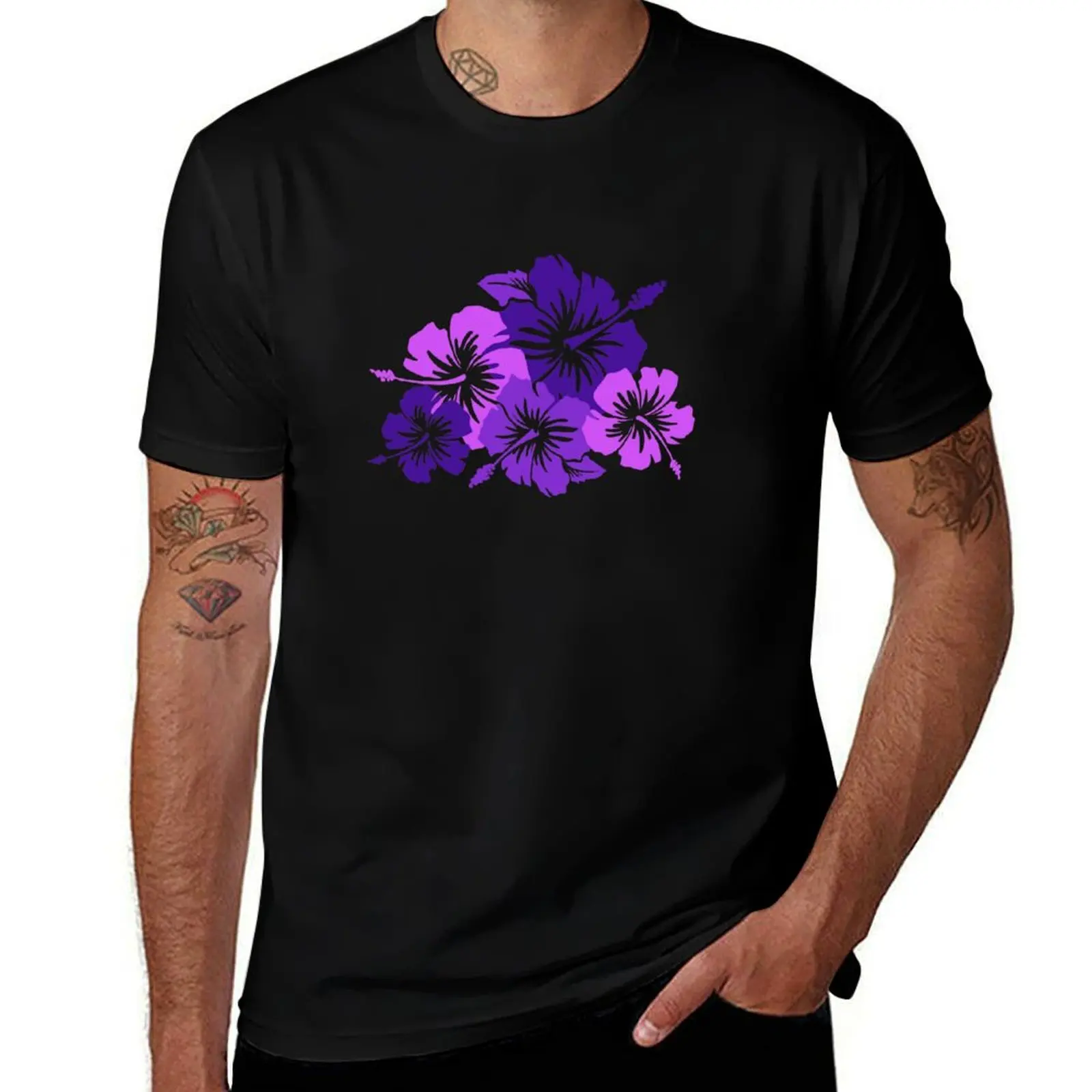 Epic Hibiscus Hawaiian Floral Aloha Shirt Print - Purple T-Shirt summer shirt aesthetic clothes plain mens clothing