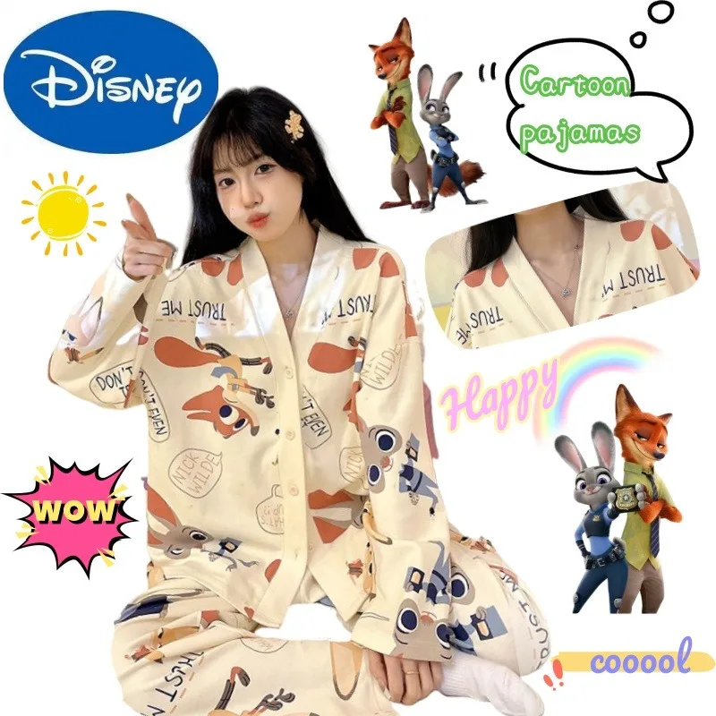 

Disney judy Hopps Nick Wilde High-value Creative New Outwear Pajamas Anime Cartoon Long-sleeved suit with Chest Pad Home Clothes