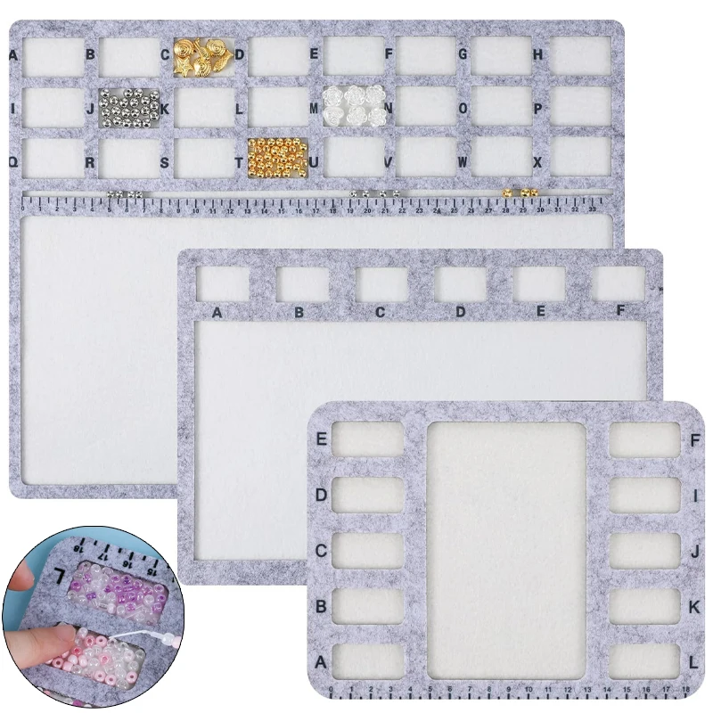 Square Felt Bead Design Boards with Alphabetic Scale Beading Mat Measurement Pads for Art Crafts Jewelry Making Beading Supplies