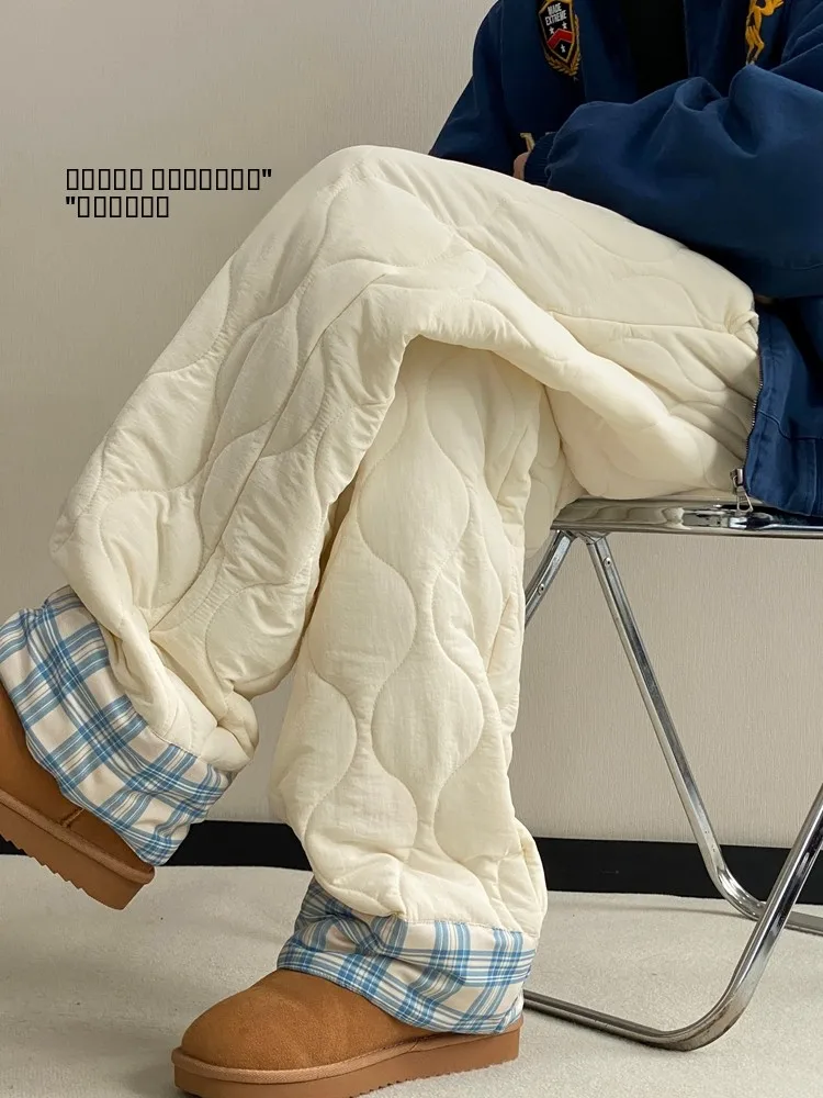 

Мужские зимние утепленные хлопковые брюки, спортивные штаны для зимних видов спорта, теплые повседневные длинные брюки с хлопковым замшевым клетчатым низом, лыжные брюки