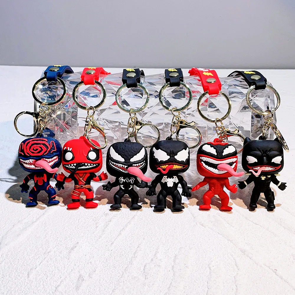 2024 Anti Hero Venom Keychains Cute Deadpool Silica Gel Keyrings Cartoon Avengers Superhero Pendant Keyholder Disney Jewelry