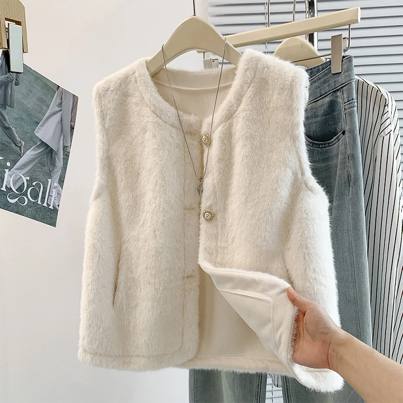 Autumn Winter Lightweight Warmthless Sleeveless Oversized Forest System Coat Jacket Vest Outerwear for Women Fashion Versatile