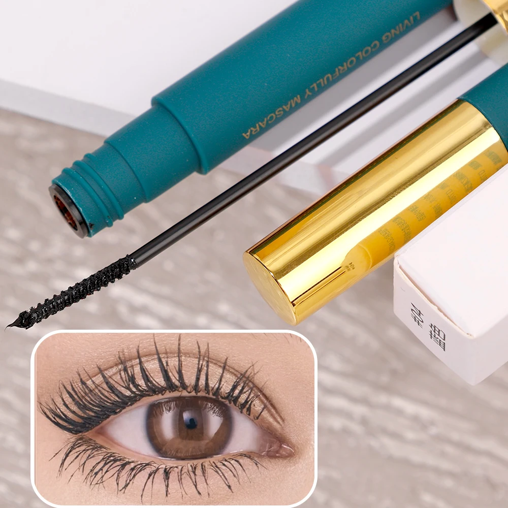 Zwartblauwe Mascara Kleurenvezel Lange Krul Dik Waterdicht Effect Verlengde Bruine Mascara Snelle Droge Wimpers Krullen Verlenging Make-Up