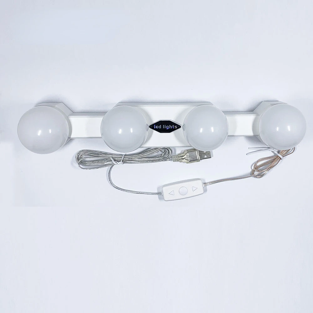 Lampu Rias LED 4 Bohlam Pengisap Portabel Lampu Cermin Rias Lampu Dinding Rias Lampu Meja Rias Lampu Cermin