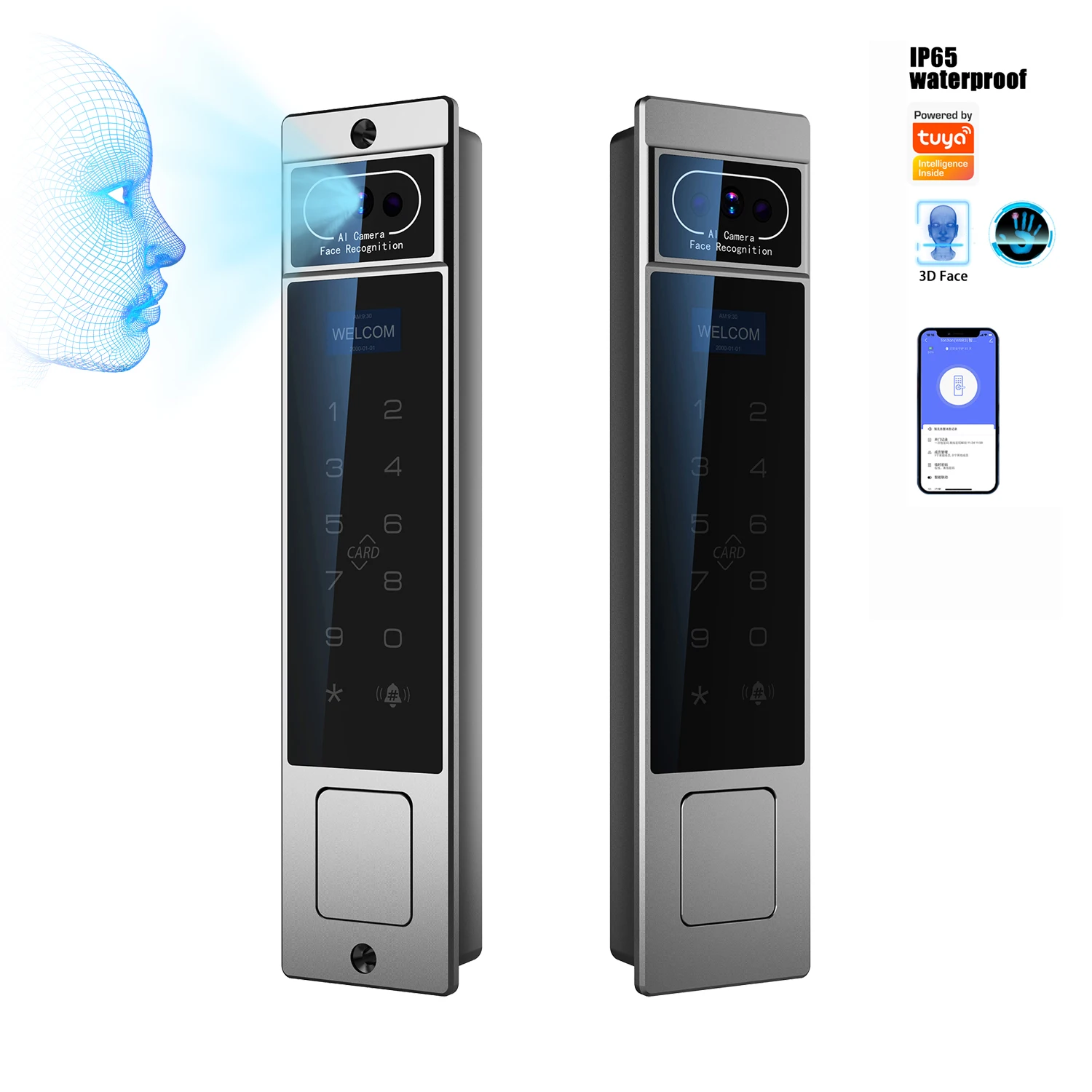 

Outdoor Waterproof Palm Vein Hot Selling Tuya Smart Locks Face Recognition and Fingerprint Locks