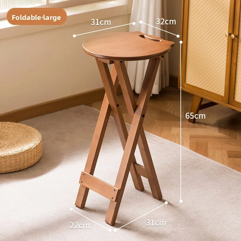 

New model Foldable Stool Household Tall Round Stool Portable Thickened Mazar Kitchen Eating Back Chair Bar High Chair