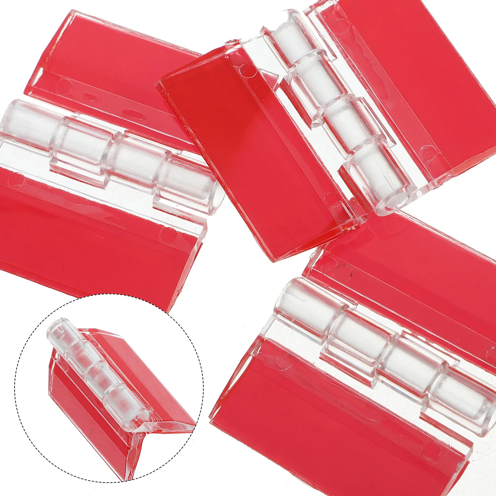 

4Pcs Clear Adhesive Hinges Acrylic Replacement for Wooden Box Cabinet Drawer Smooth Sturdy Small Hinges for Home Office Hotel