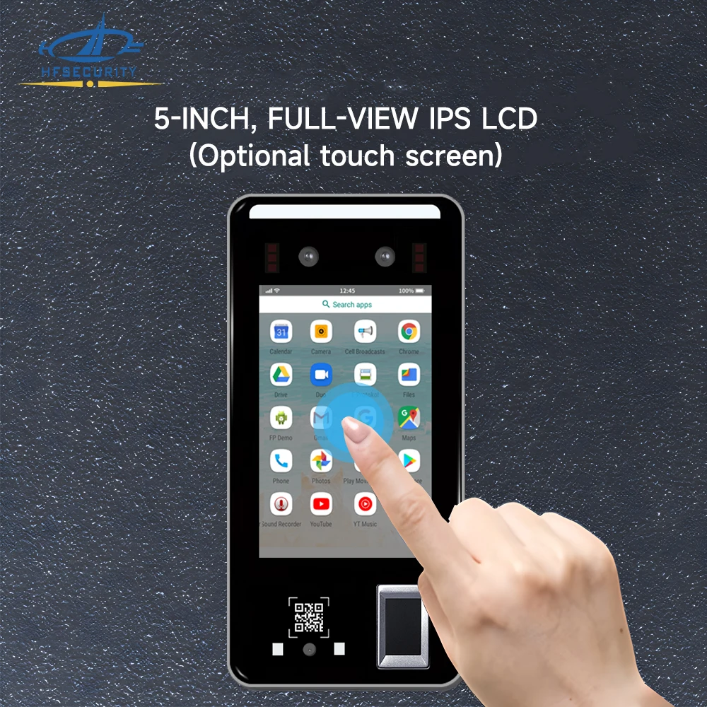 HFSecurity FR05 2+32 GB 5inch Face Fingerprint QR Recognition Free SDK API Cloud Software Time Attendance Access Control System
