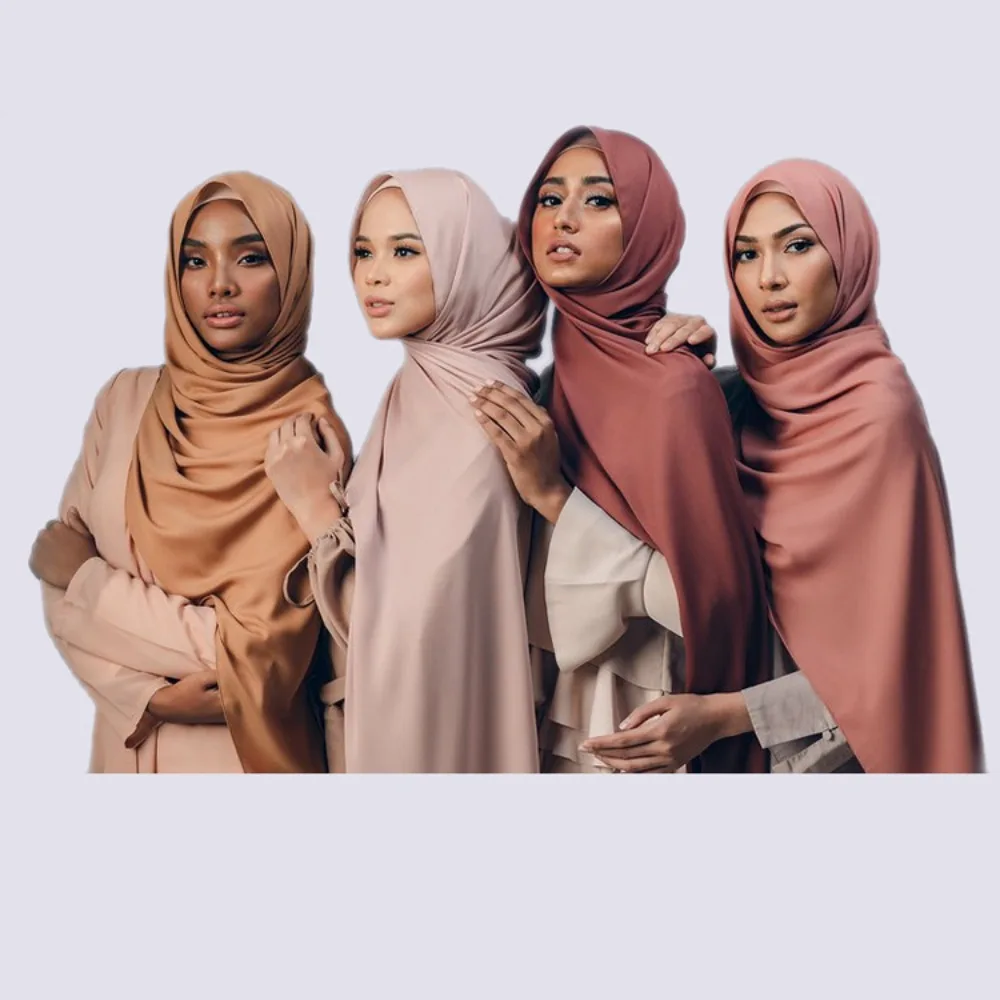 

Fashion Pearl Chiffon Hijab Shawls Of Muslim Women Solid Color Head Wraps Scarf For Ladies