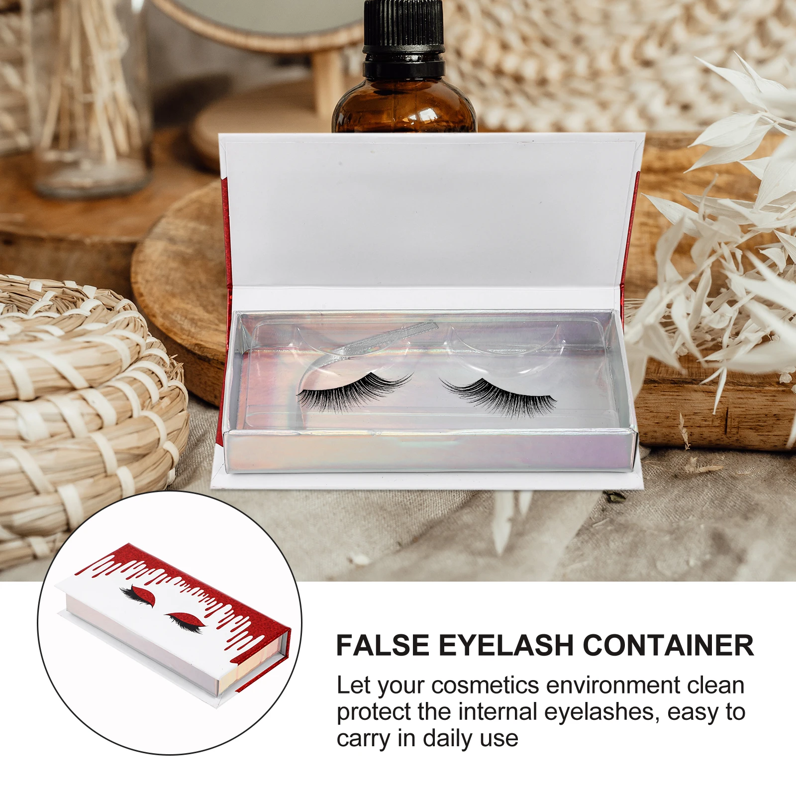 

2pcs Eyelash Case Red Bronzing S Pattern Storage ganizer Empty Container Large Capacity Easy Open Protect Clean Daily Carry