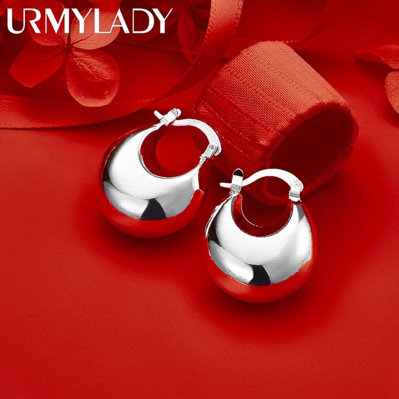 

URMYLADY Fine 925 Sterling Silver Smooth Clip Earrings for Women's Luxury Ear Clips Wedding Party Fashion Charm Jewelry