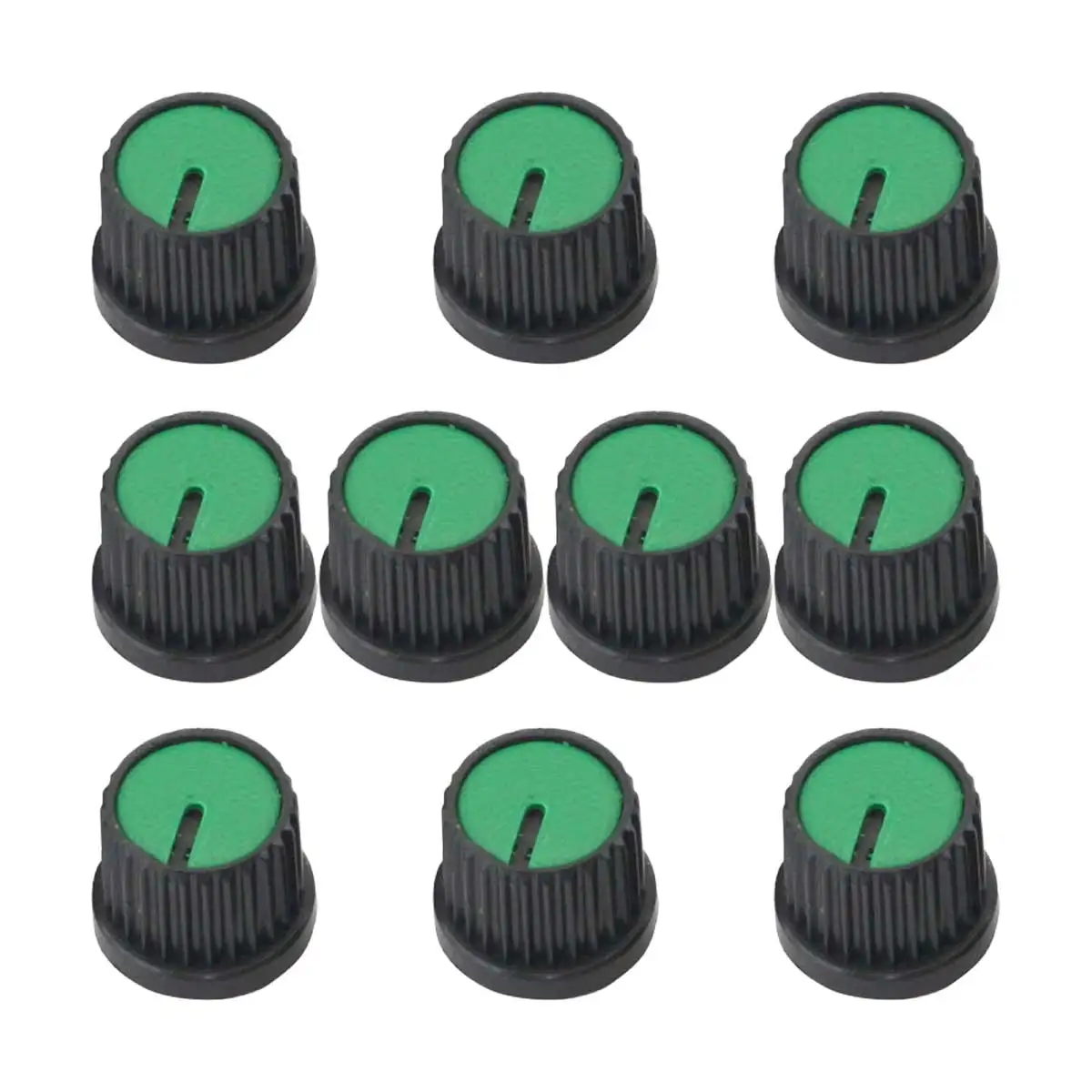 10x Round Stated Knob Button with Ad209 Screw-Green