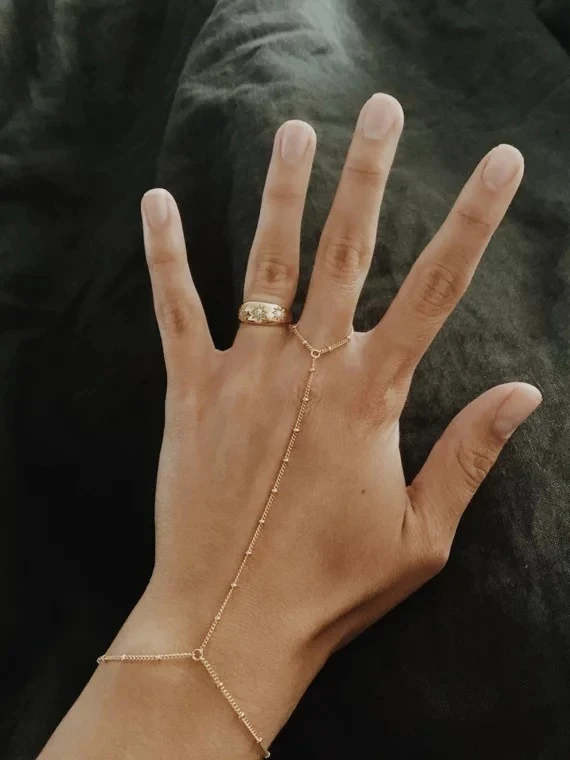 New Boho Metal kryształ w złotym kolorze niewolnik bransoletki dla kobiet Charms Finger Link łańcuszek bransoletka i bransoletka biżuteria Pulseira