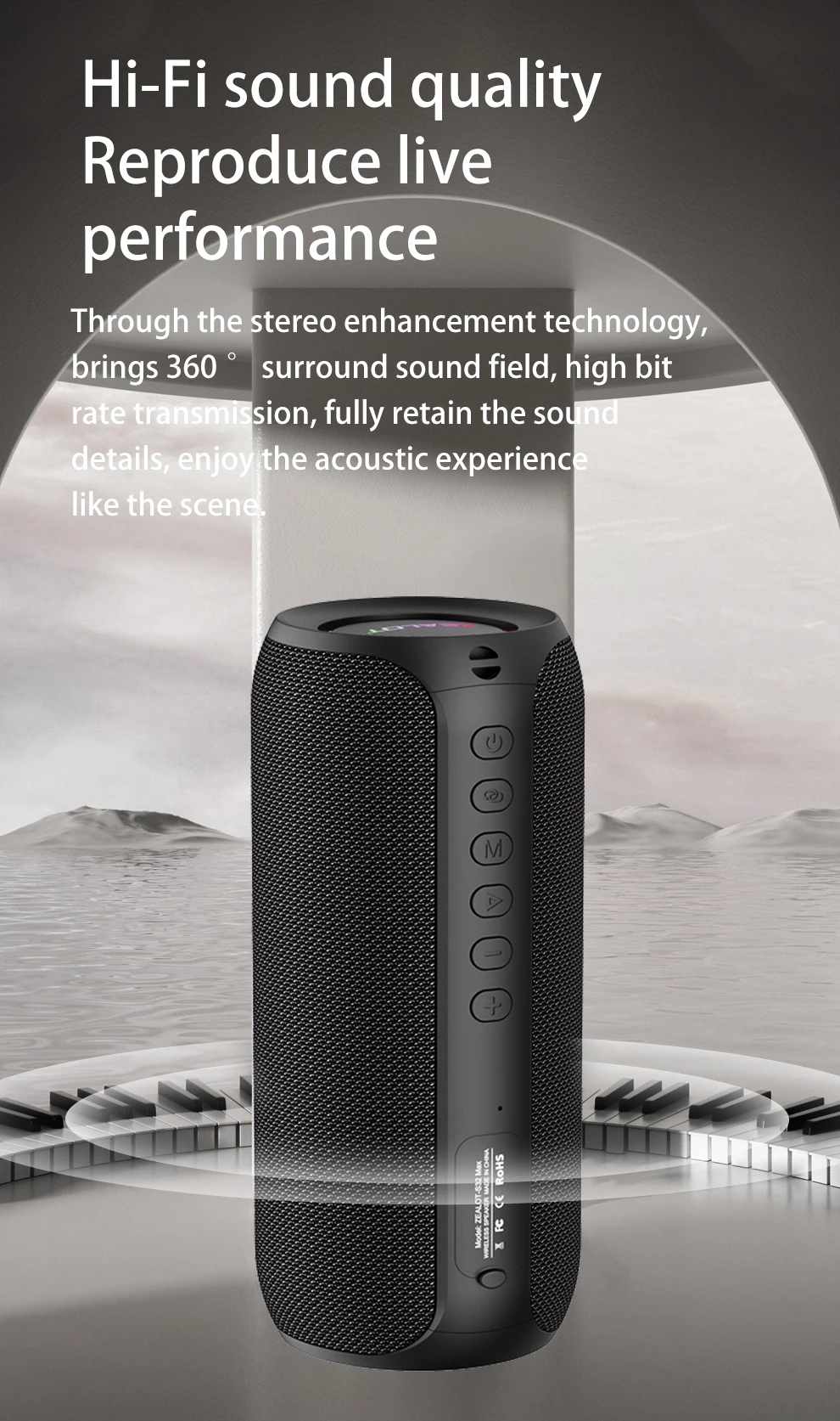 ZEALOT-S32MAX Tragbarer Bluetooth-Lautsprecher 20W Wasserdichter Kabelloser Lautsprecher Leistungsstarker Klang Bassverstärkung Ultra-Lange Akkulaufzeit – Detail 10