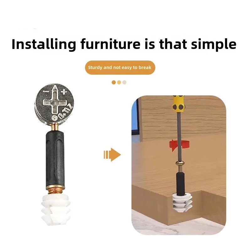 M6 Furniture Bolt and Nut Set Clothes Cabine Desk Link Fixer Connector Screw  Length 32 35 40mm Three-In-One Woodworking Nut
