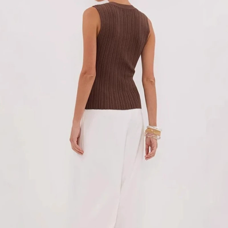 

Spring and summer sleeveless single-breasted knitted vest sleeveless women's casual cardigan