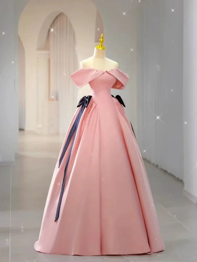 Vestido rosa tostado para mujer, novedad de 2024, vestido de compromiso de alta gama, un hombro, presentador de banquete, temperamento, estilo largo