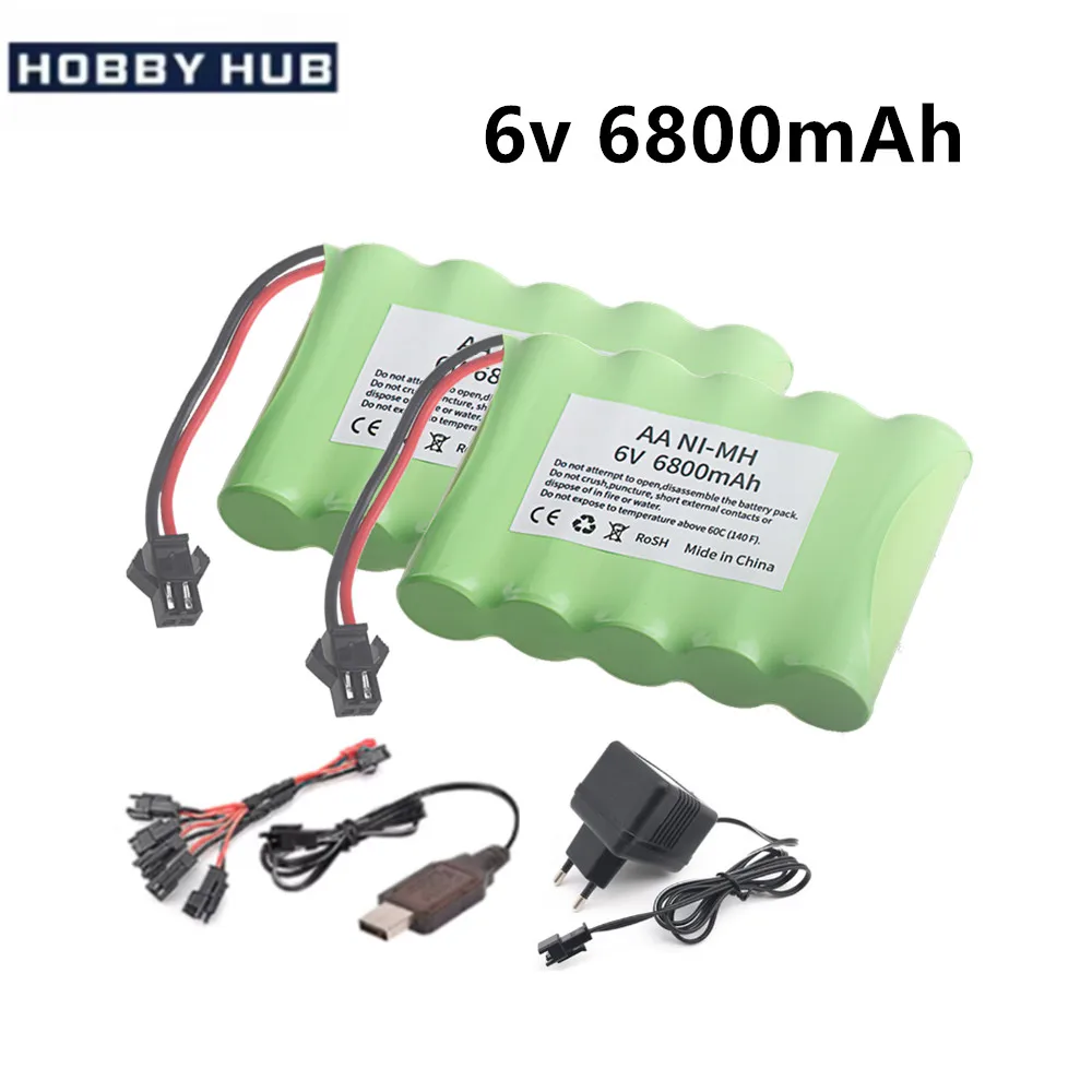 6v 6800mah 2400mAh NI-MH Batterie mit Ladegerät Sets für RC Auto Lkw Roboter Tanks Pistolen Boote Aa 6v wiederaufladbare Batterie Pack