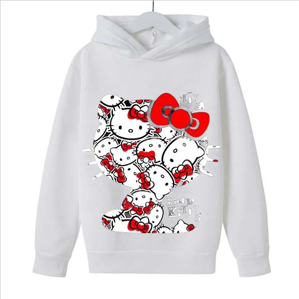 Boys Girls Hello Kitty Hoodies Long Sleeves Cartoon Sweatshirt Baby Children‘s Clothing Autumn Pullovers Women Kids Street Wear