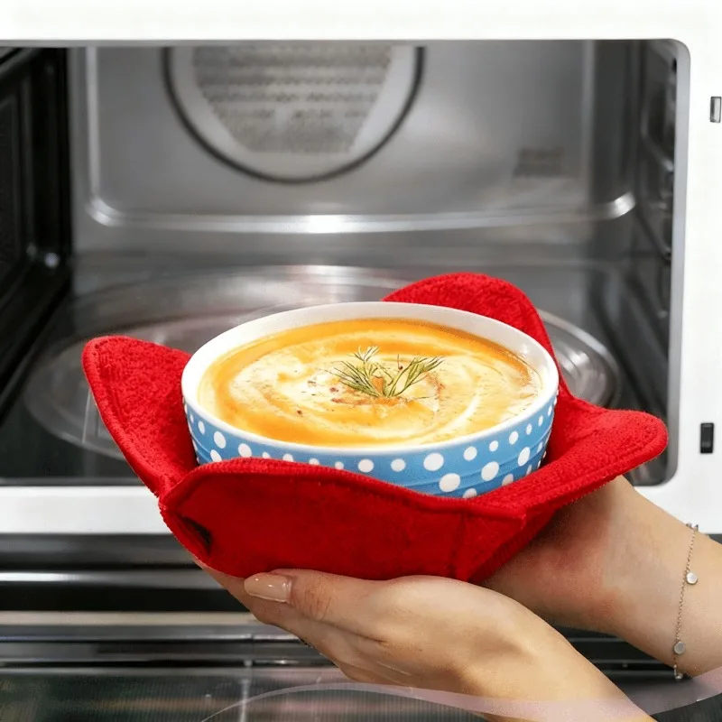 Microwave Bowl Rack With Handle Foldable Microwave Safety Tray Heat-Resistant Microwave Bowl Plate Holder For Hot Bowls Plates
