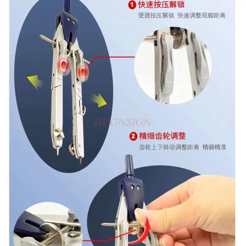 مجموعة واحدة من المسطرة، الهندسة، البوصلة، دائرة الرسم، أداة الرسم، القرطاسية متعددة الوظائف، بوصلة احترافية للطلاب #3