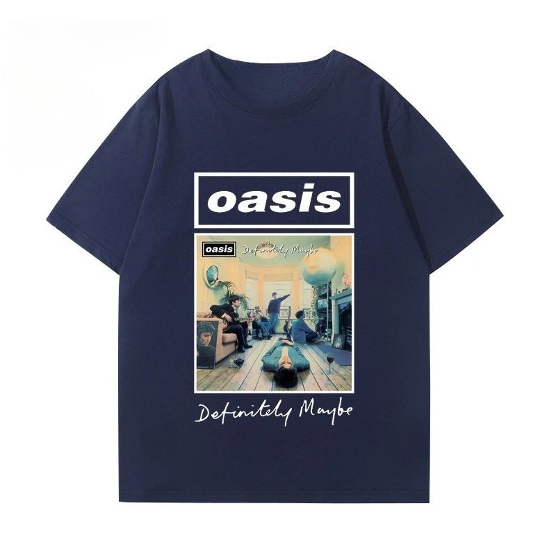 

Футболка с альбомом Oasis Band, мужская и женская летняя американская винтажная одежда с короткими рукавами и граффити в британском стиле, повседневный топ, популярный
