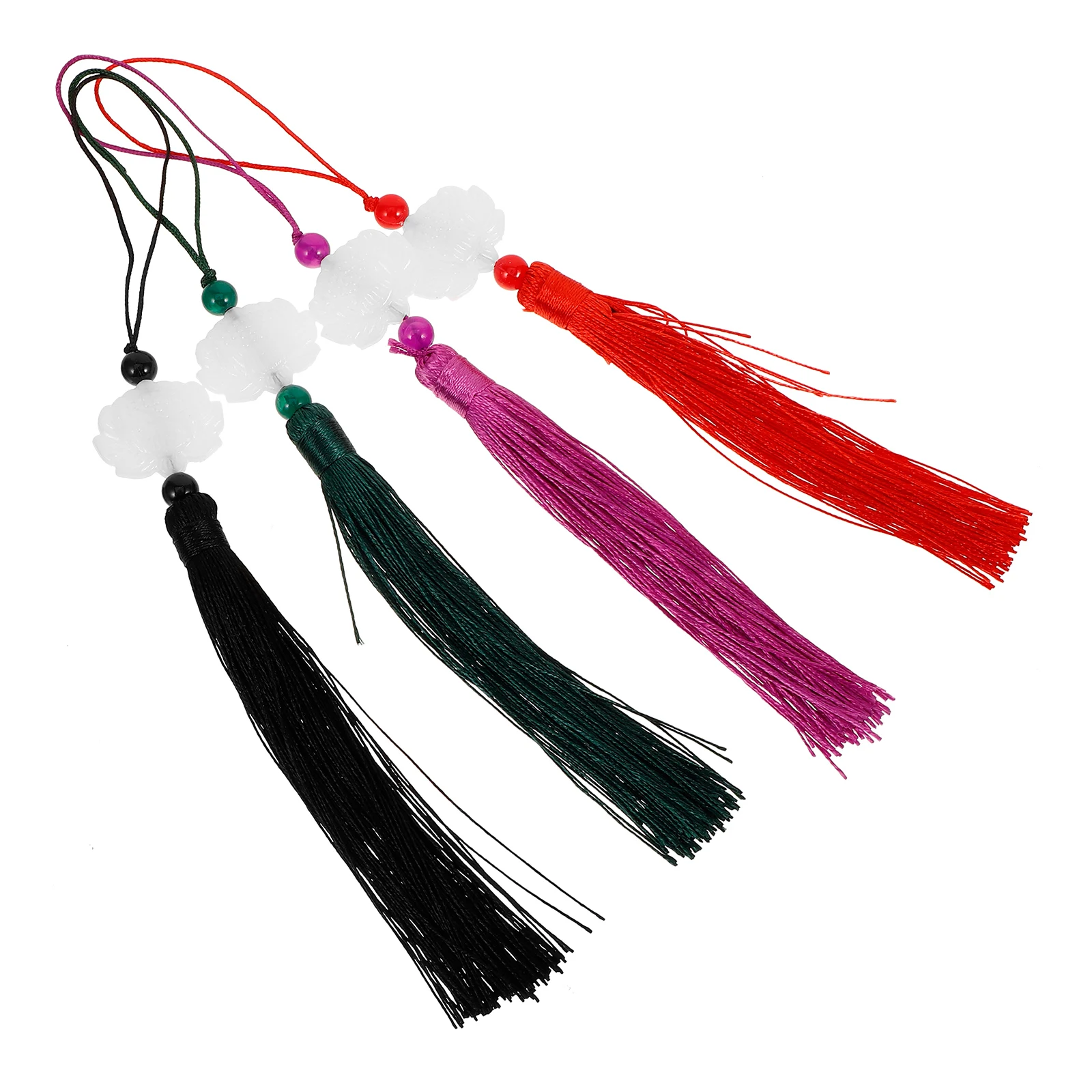 Colgante de borla de Jade de imitación de doble cara, exquisitos dijes decorativos hechos a mano para fanáticos y linternas, hogar versátil, 4 Uds.