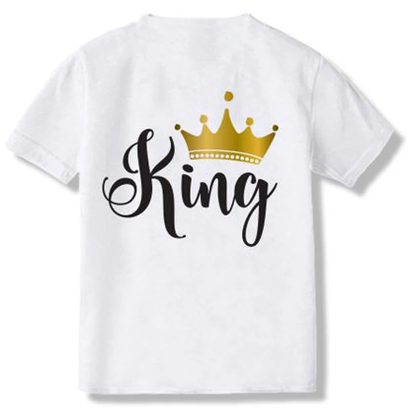 100% cotton tshirt oversized KING QUEEN couple printed short sleeved top Outerwear Loose Fashion Couple Xmas Sweatshirt