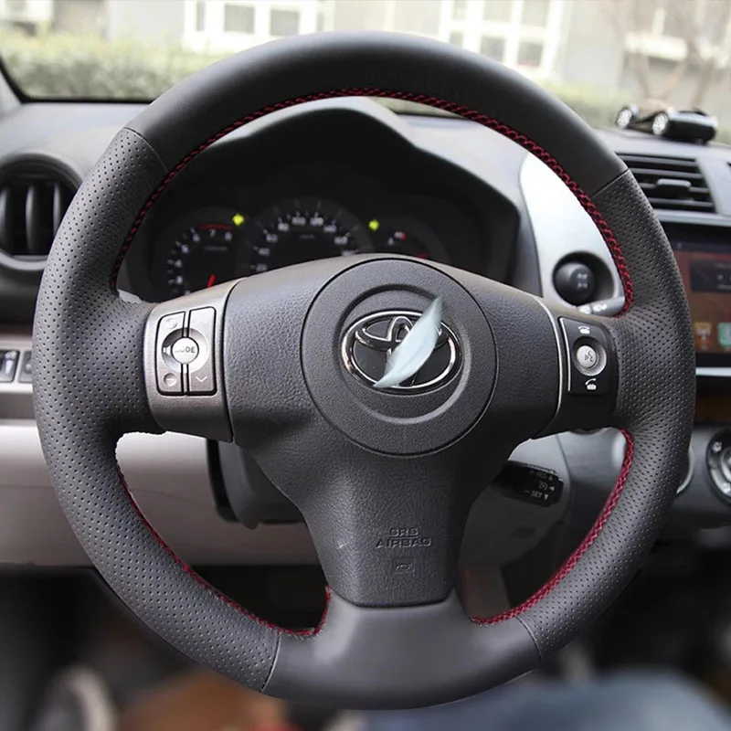 

Для Toyota Yaris Vios RAV4 2006-2009 Scion XB 2008 прошитая вручную черная натуральная кожа с нескользящей искусственной кожей