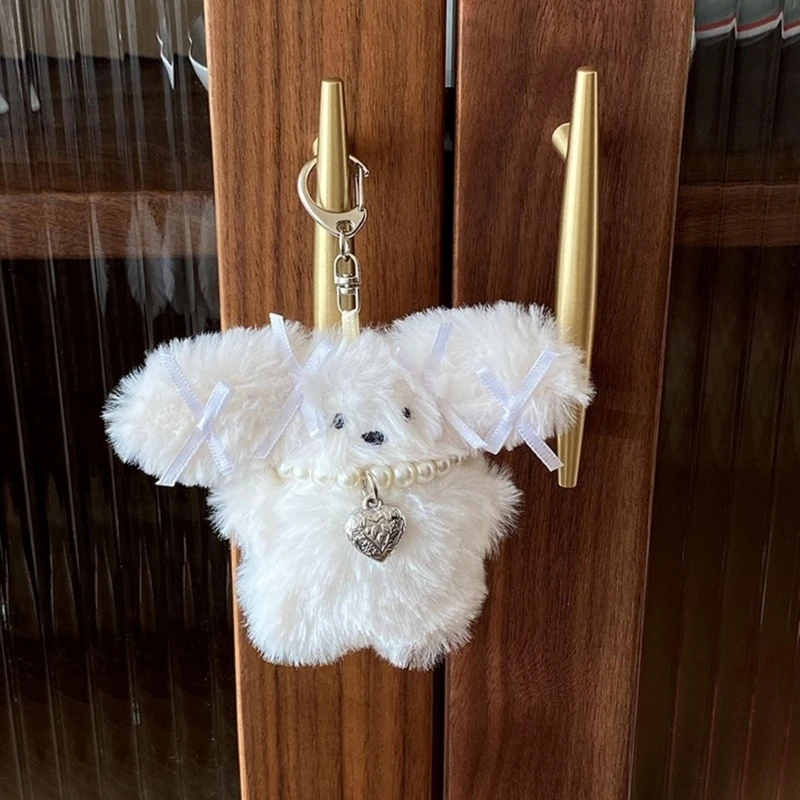 Mooie hart pluche konijn sleutelhanger hanger schattig hangend ornament hanger sleutelhanger rugzak decoratie charme sieraden