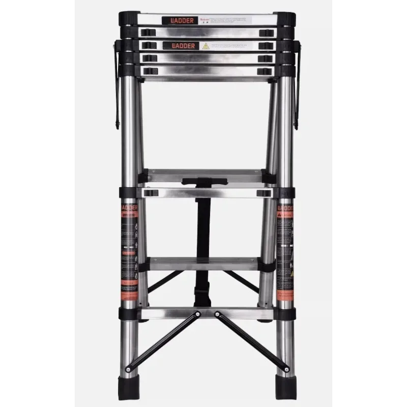 Échelle d'extension télescopique moderne en acier inoxydable, 1.4m + 1.4m, conception à chevrons pliable et Portable pour usage domestique