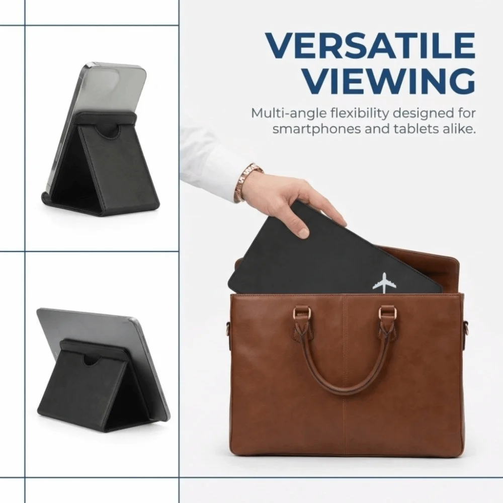 

Adjustable PU Leather Phone Holder Foldable Flexible Tablet Stand Sturdy Flip Design Lazy Bracket Daily Leisure