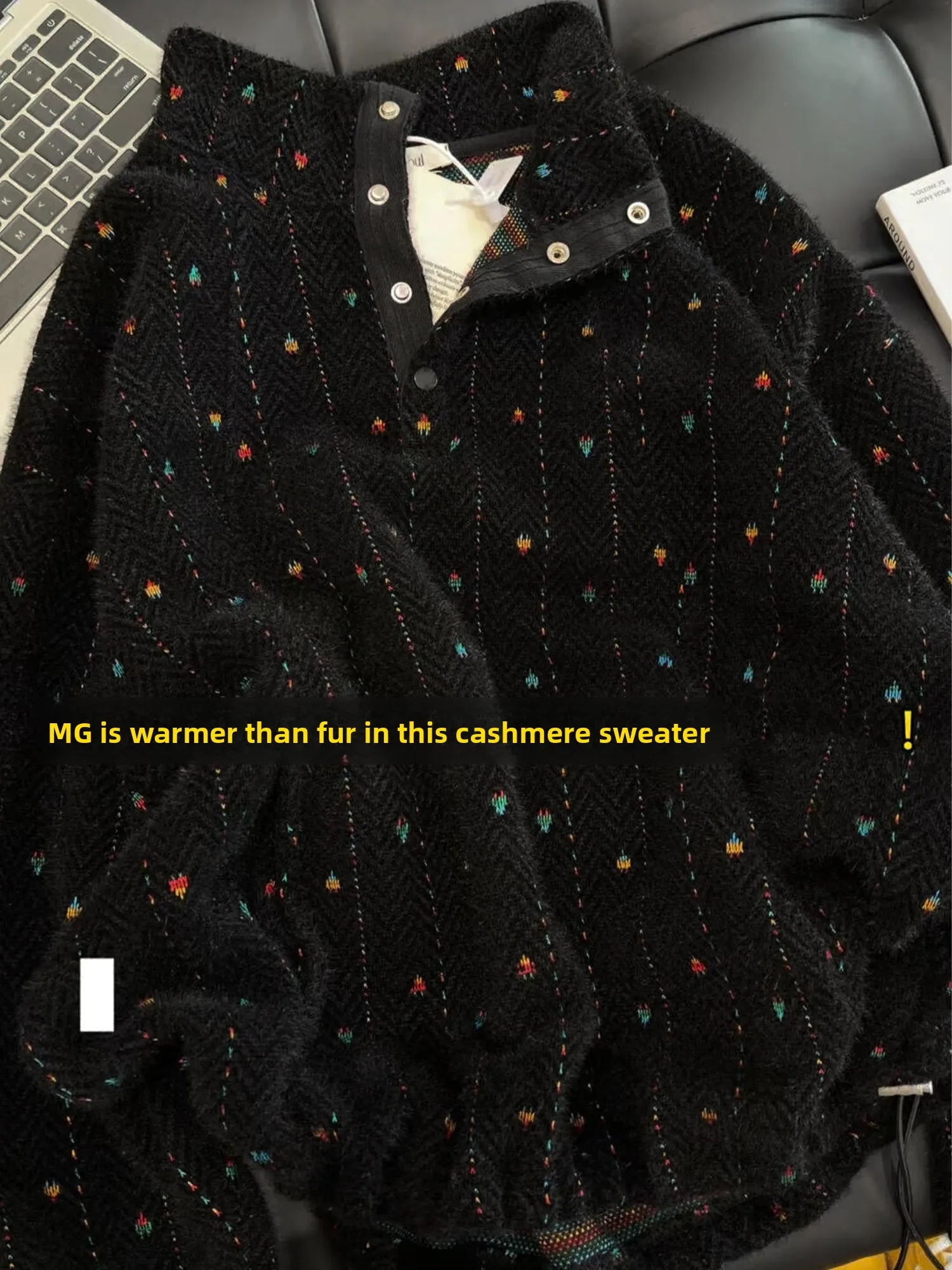 

Оригинальная рекомендация! Женская толстовка оверсайз с радужной вышивкой и воротником-стойкой для осени и зимы