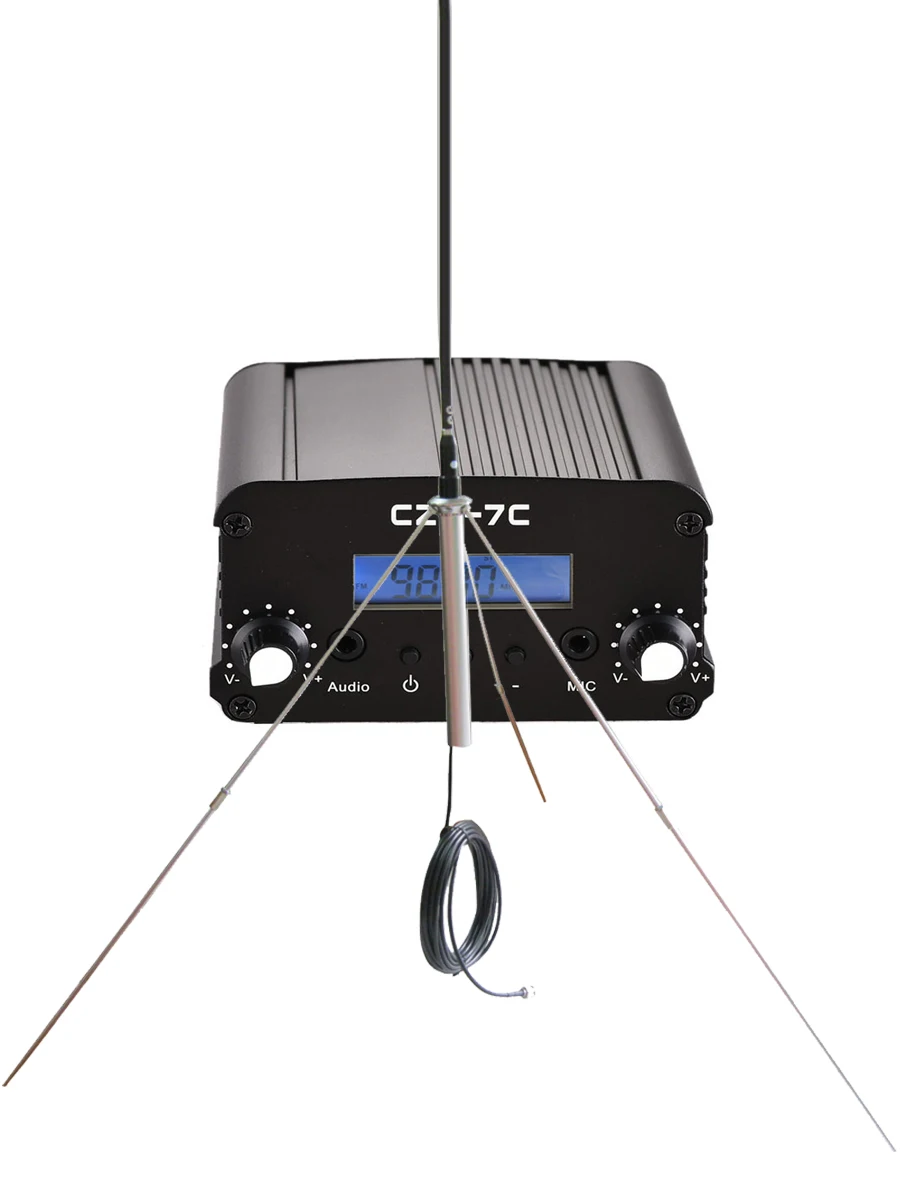 CZE-7C Transmissor FM 7W Estação de transmissão sem fio Transmissão de rádio com entretenimento auditivo de longa distância PLL