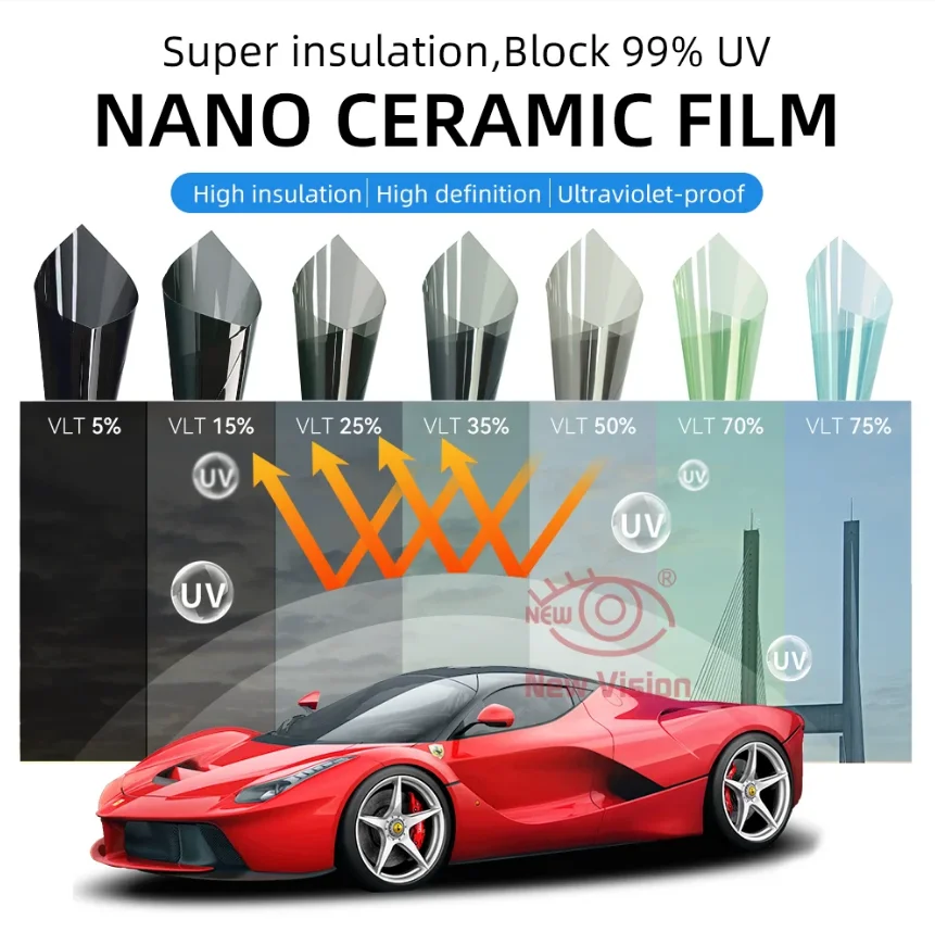 

50 см X 30 м VLT5%-75% высококачественная автомобильная оконная пленка для автомобильной солнечной нано-керамической автомобильной солнечной защитной пленки