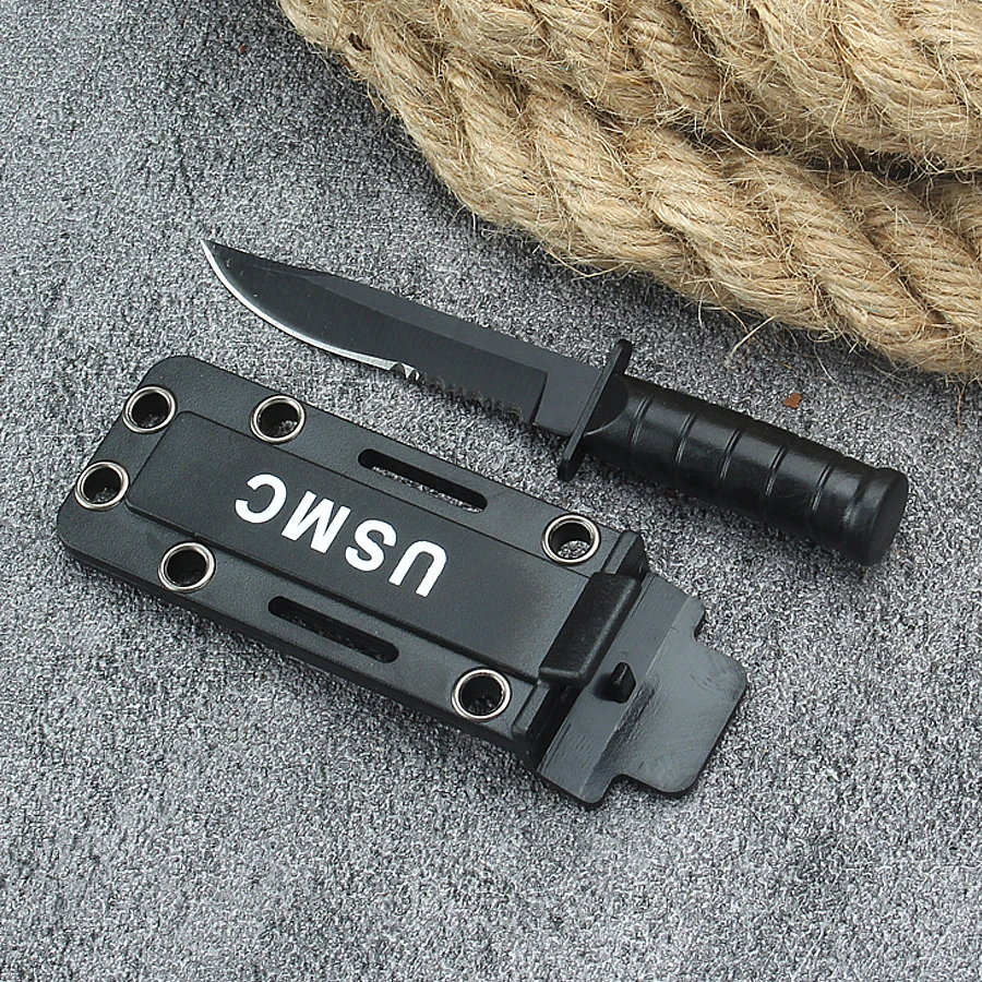 Stainless Steel Mini Outdoor Knife Camping Small Straight Knife Survival Chain Pocket Knife Multi-Purpose Portable Knife