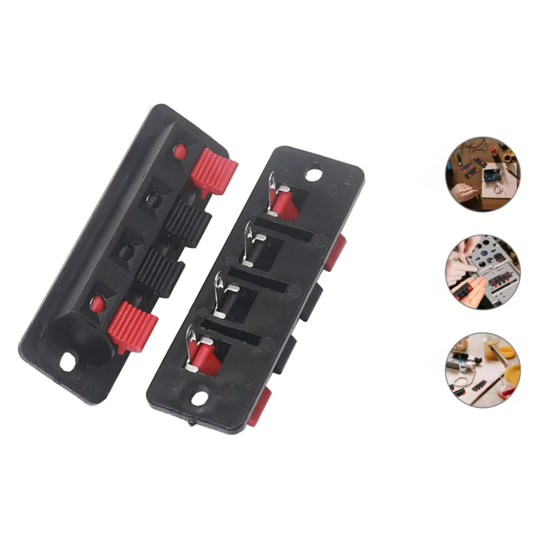 【10-2PCS】Copper 4 Positions Spring Connector Terminal Audio Stereo Speaker Block Push Release Wiring Clip Connection