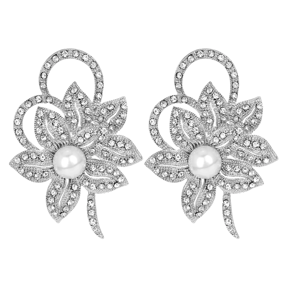 

2PCS Pearl Flower Scarf Brooch Elegant Pins for Cleavage Collar Women Alloy Decorative Fashion Pearl Brooch Pin Set