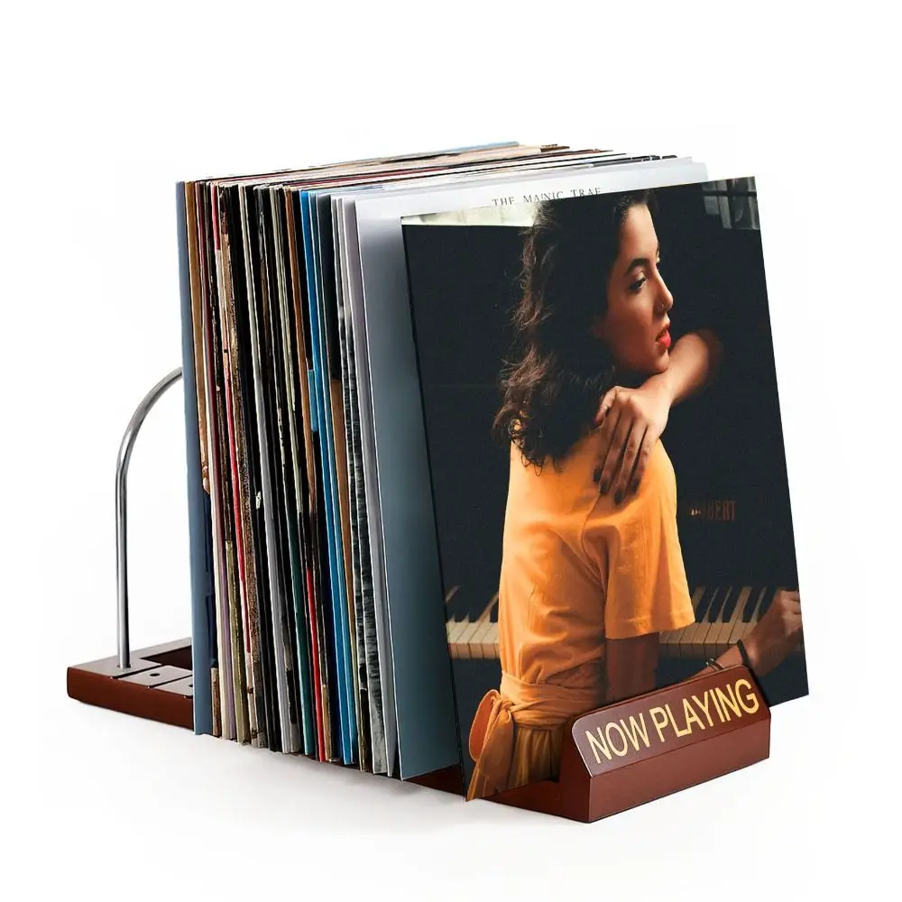 New Wooden Vinyl Record Holder Expandable Design Adjustable Record Stand Portable Space Saving CD Racks LP Records Storage