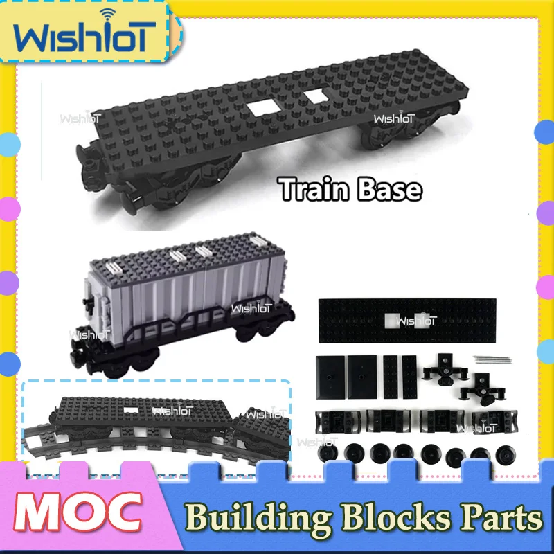 City Train Track Base MOC Building Blocks Set With Top Plate Parts Train Carriage Technical Bricks Train Chassis Model Toy Parts