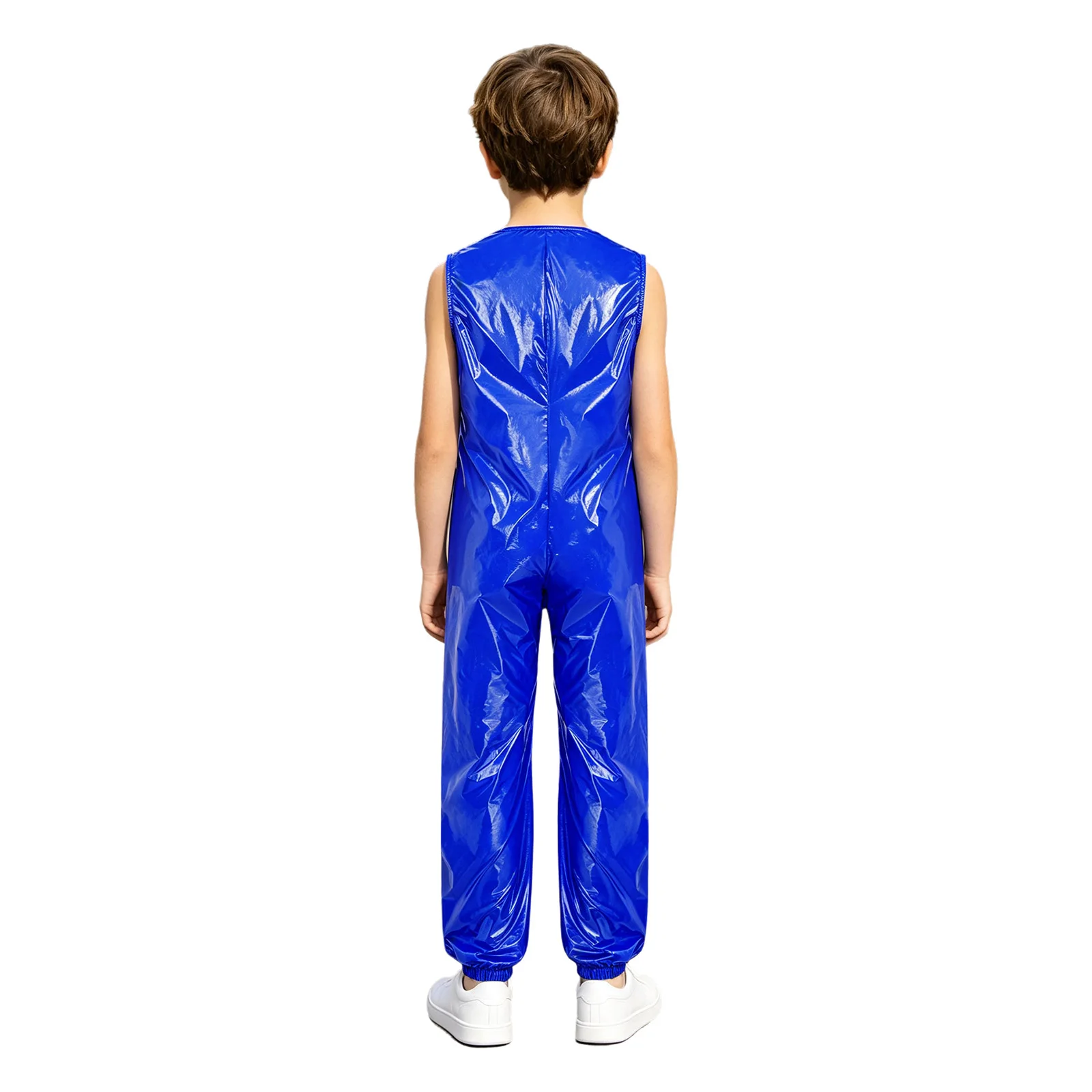 Kids Boys Girls Adaptive Jumpsuit Summer Water Resistant Diaper Cover Overalls Sleeveless Zip-up Elastic Leg Opening Rompers