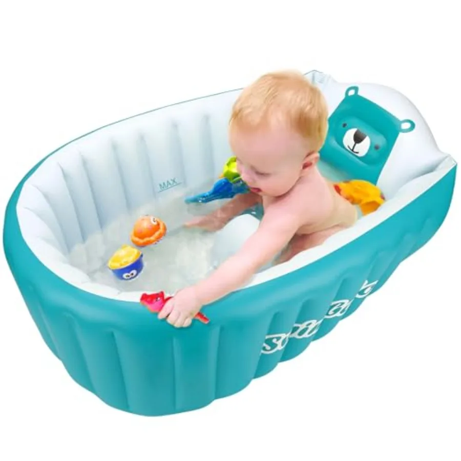 

Inflatable Bathing Tub for Toddler, Non Slip Safety Thick Cushion Central Seat, Portable Travel Seat Baths Baby Swimming Pool f