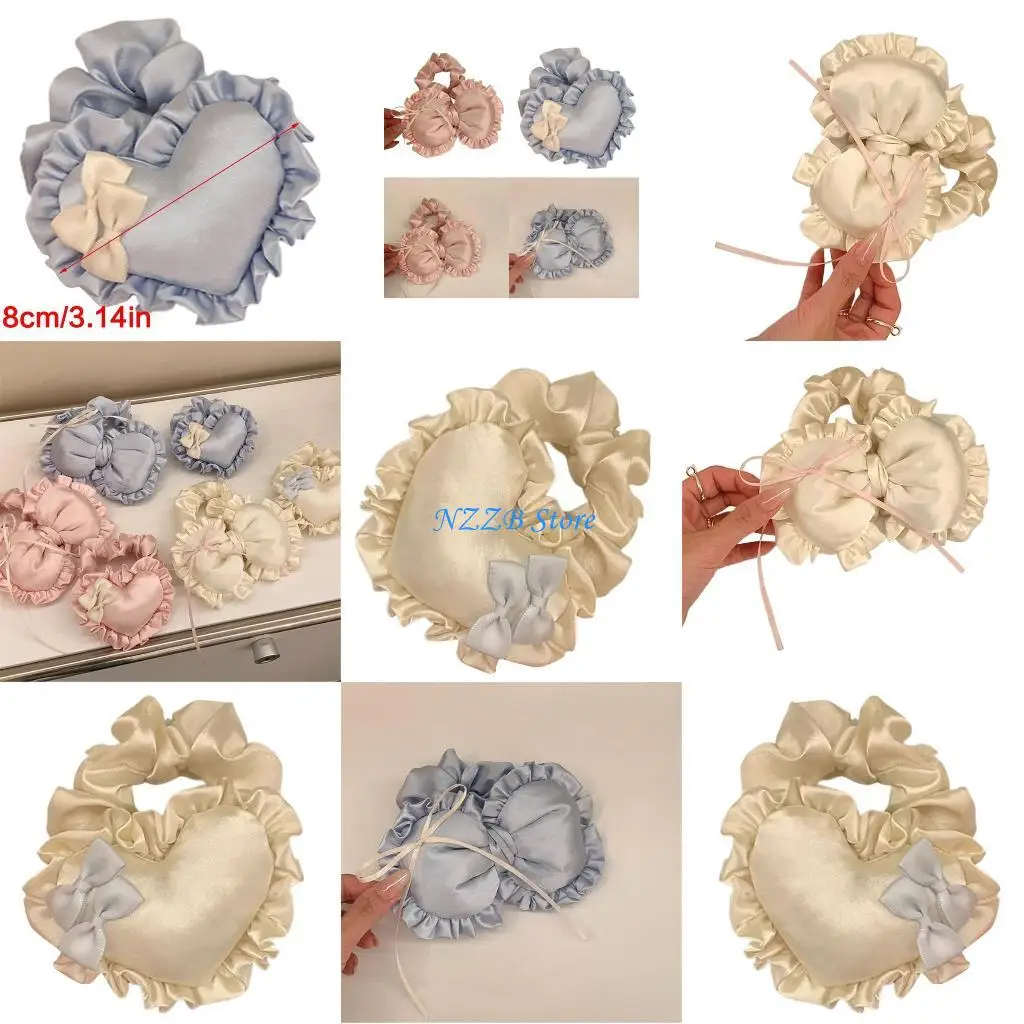 

T21F Heart/Bowknot Hair Scrunchies Temperament Hair Rope Spring Photography Ponytail Hold Plain Color Girl Hair Rope