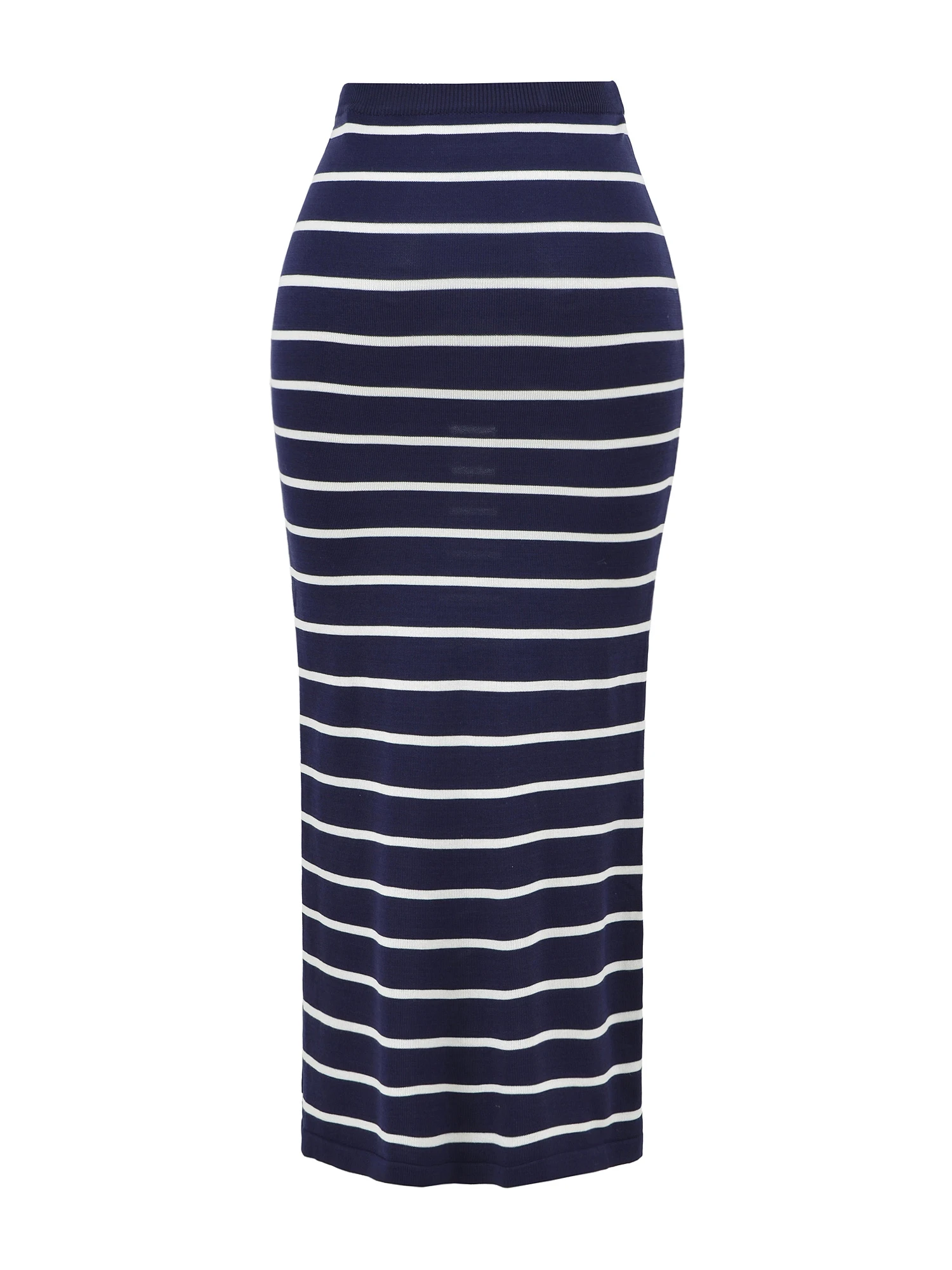 American Sle taille haute tricoté f jupe femmes coupe ajustée taille élastique couleur Blo rayé jupe décontracté Polyester mélange