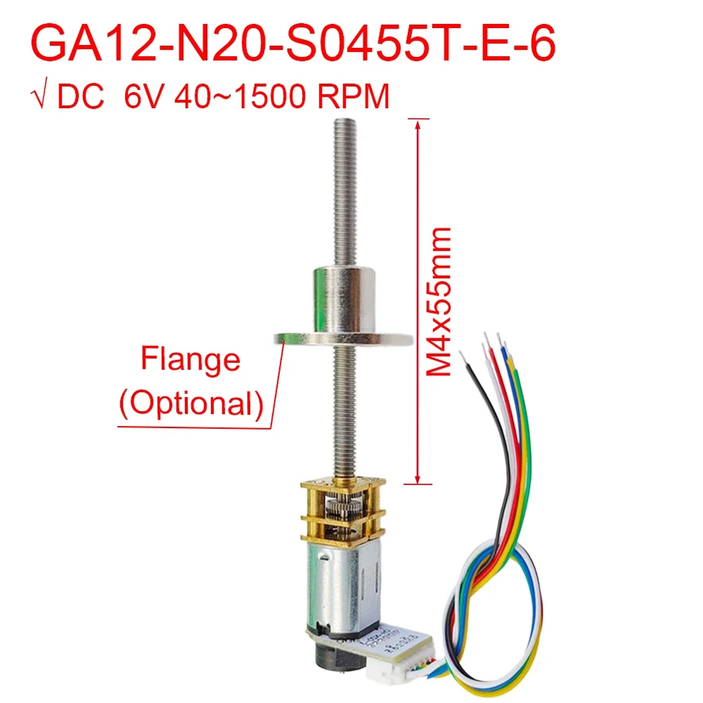 

GA12 N20 M4 * 55mm DC 6V Encoder Motor Thread Shaft Mini Micro Metal Gear Gearwheel High Torque 15 300 1500 RPM 7PPR Hall Sensor