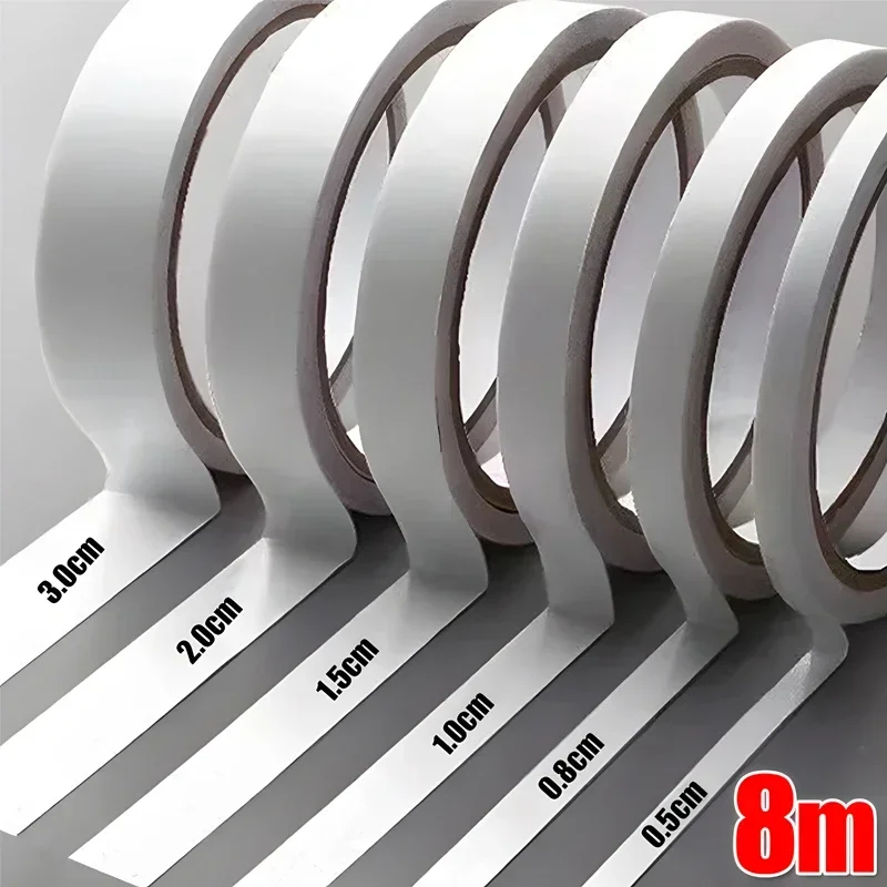 8m Double Sided Adhesive Tape White Strong Tape Sticker Sticky Paper DIY Craft Home Office School High Viscosity Strong Tapes