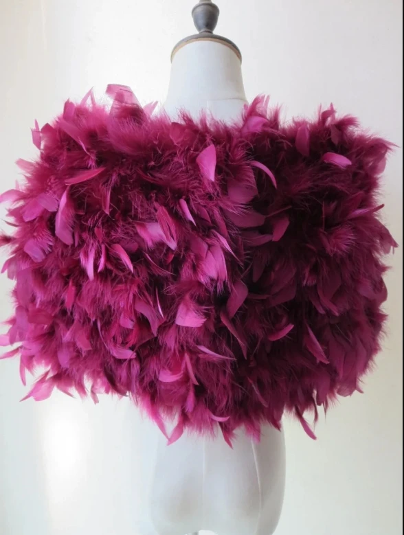 women fur shawl real ostrich fur wrap female burgundy pink wedding dinner scarf evening bridesmaid shawl feather stole furryS63