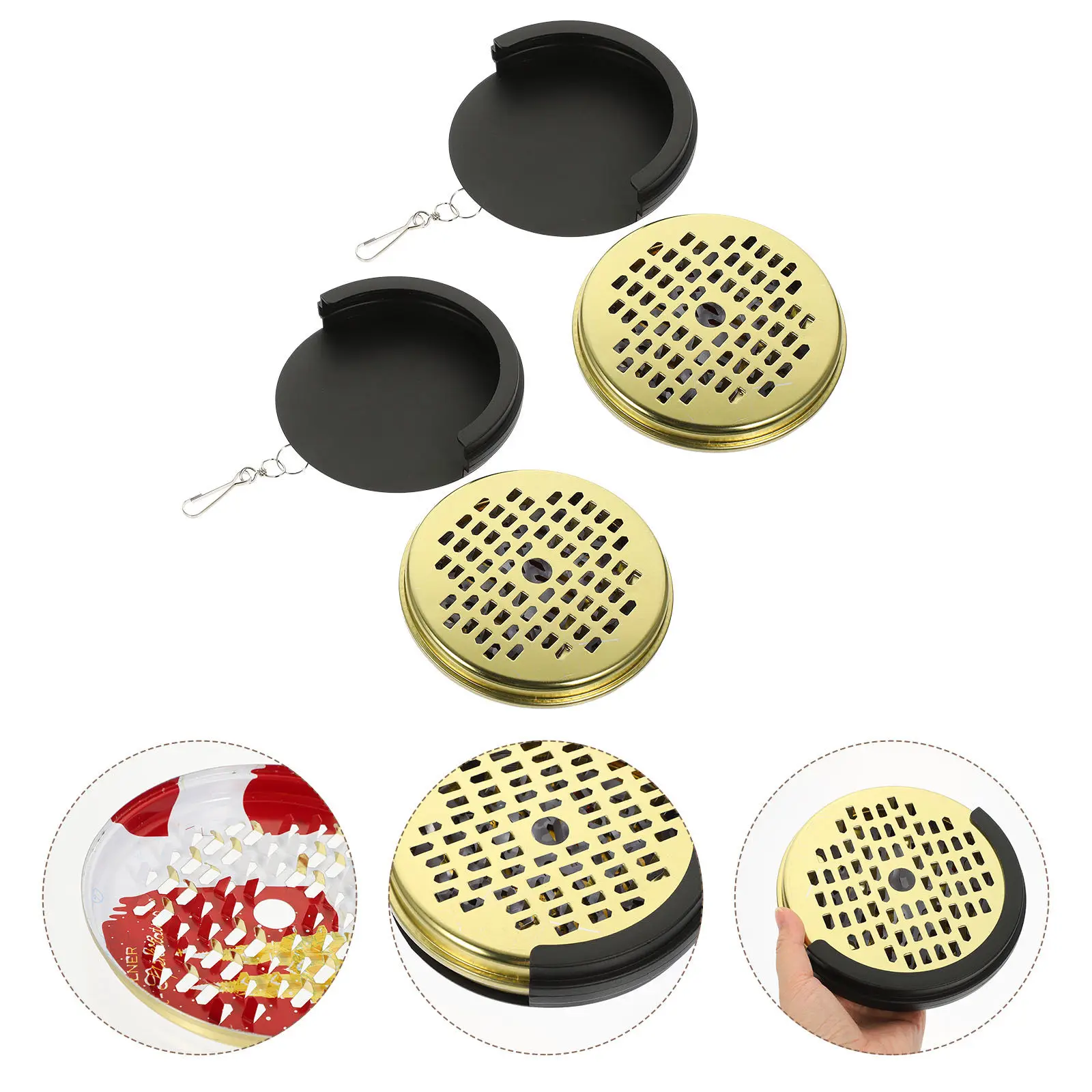 2pcs Portable Hollow-Lid Incense Burner Metal Box For Home Patio Tea House Mosquito Repellent Fireproof Anti-Scald Holder