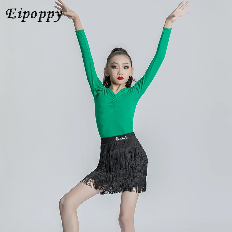 Latin Dance Clothes Girls' Professional Exercise Clothing Competition Performance Wear Children's Tassel Dress