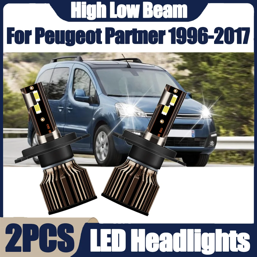

2PCS 3570 CSP Chips Car Headlamp High Low Beam LED Headlight Bulbs H4 30000LM 130W 6000K White 12V For Peugeot Partner 1996-2017